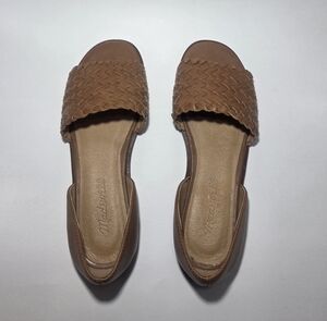 Madewell Women’s Woven Leather Slide Flats Brown Size 6 Gently Preowned